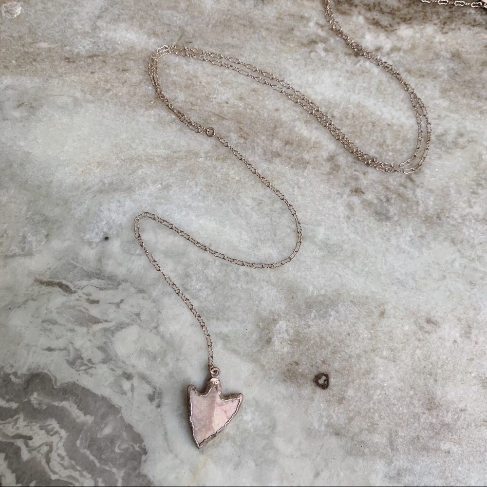 STERLING SILVER AGATE ARROWHEAD LARIAT NECKLACE